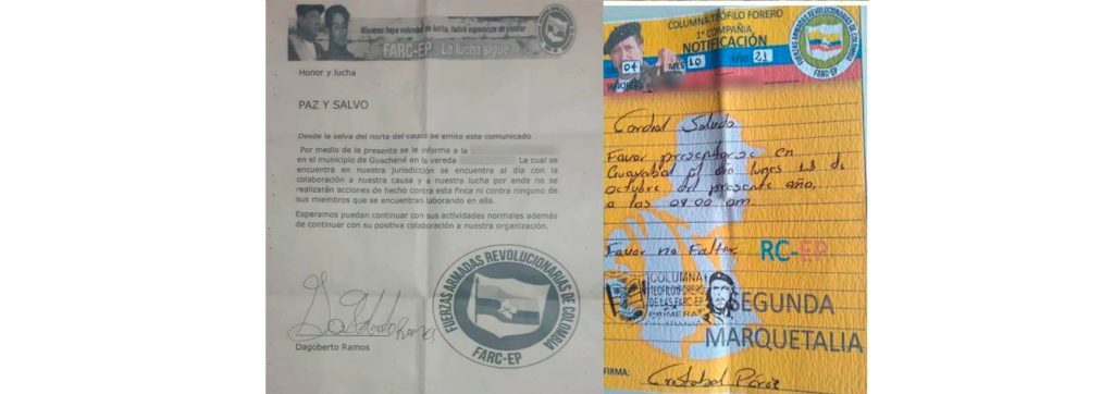 Las FARC dan “paz y salvo” por sus extorsiones